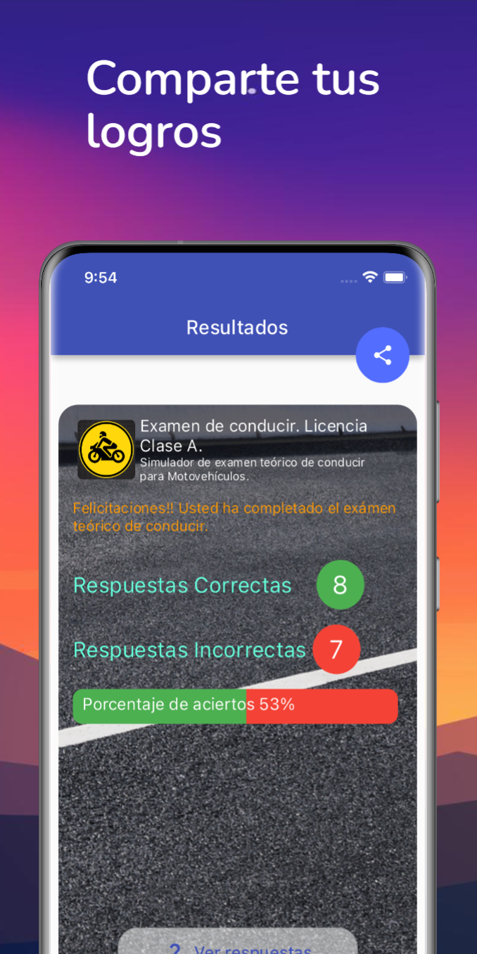 Resultados y estadísticas del test